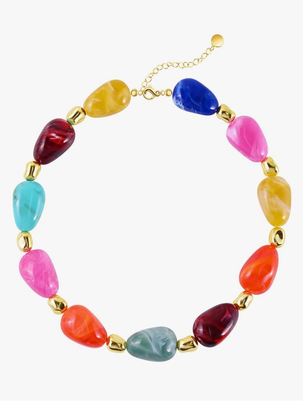 Anthropologie Bold Multicolor Beaded Necklace with Gold Accents - Picture 7 of 7